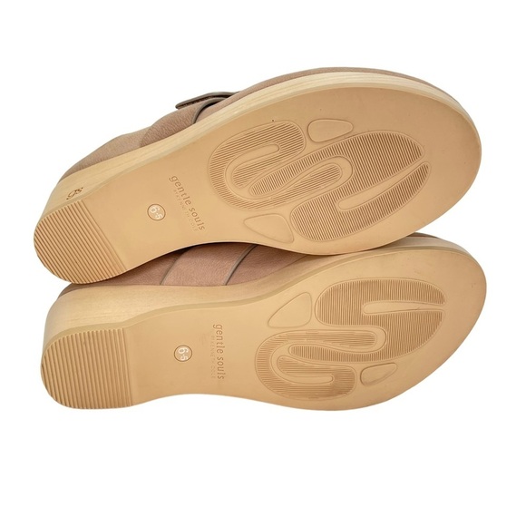Gentle Souls Henley Tan Leather Wooden Platform Womens Clog Size 6.5M - Picture 12 of 16